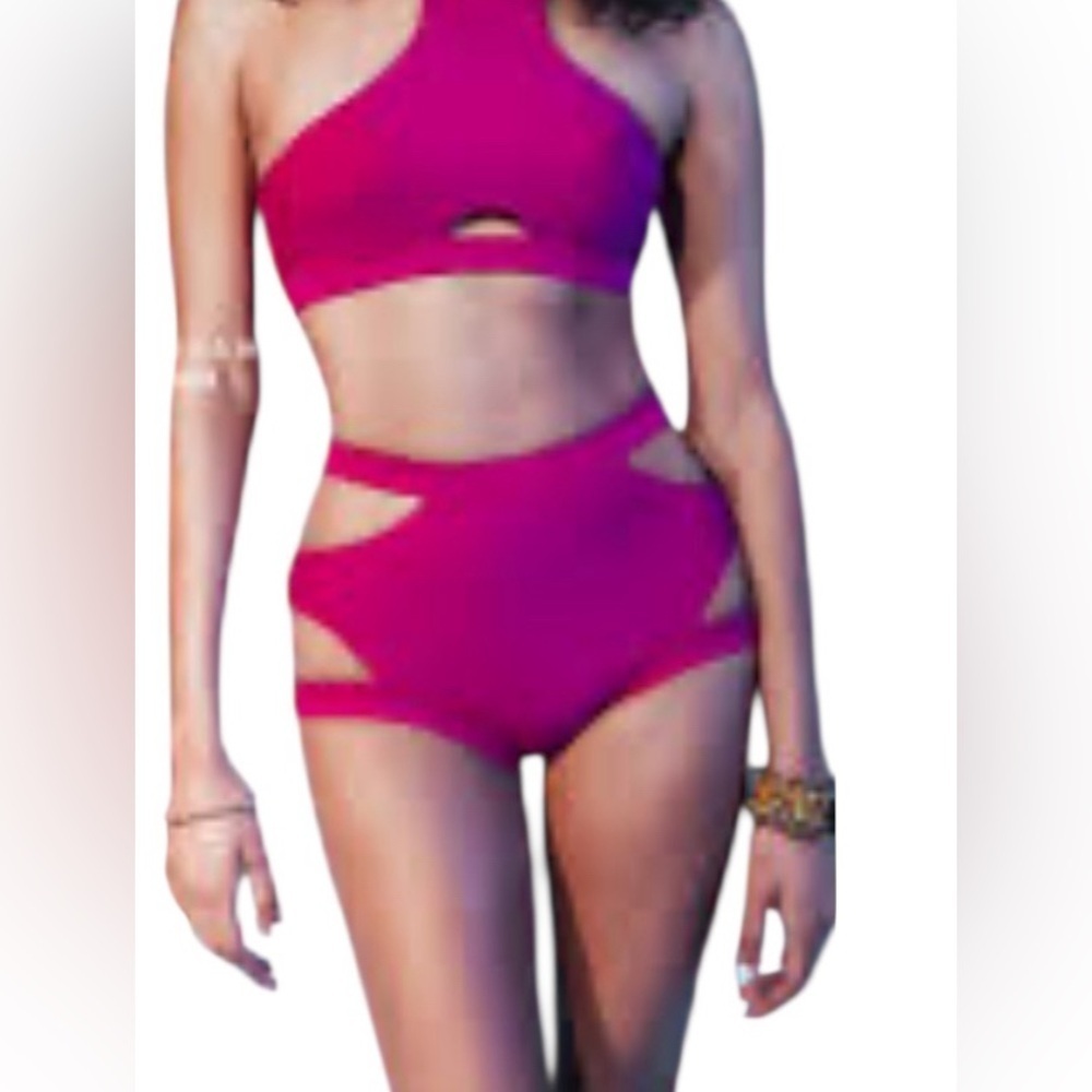 Andrea Iyamah New Hot Pink Cutout Bikini Bottom Size Medium